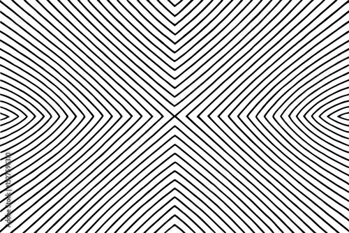 Abstract black and white wavy lines pattern, symmetrical design for backgrounds and copy space