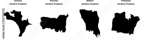 Krishna, Kurnool, Nellore, Prakasam outline maps