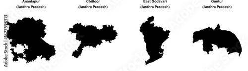 Anantapur, Chittoor, East Godavari, Guntur outline maps
