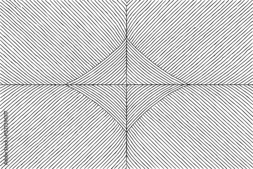 Abstract black and white wavy lines pattern, symmetrical design for backgrounds and copy space