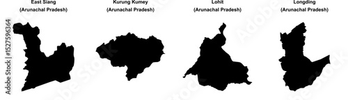 East Siang, Kurung Kumey, Lohit, Longding outline maps