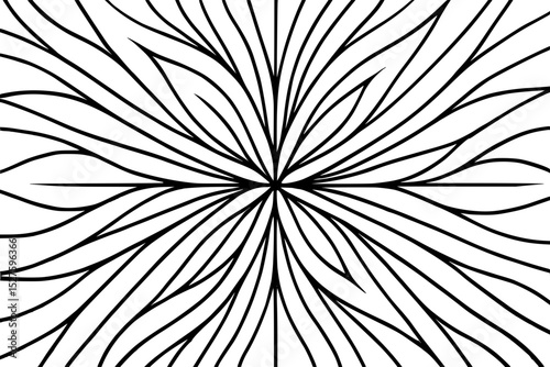 Abstract black and white wavy lines pattern, symmetrical design for backgrounds and copy space
