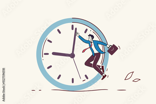 Success time management, finish work and appointment in time or work efficiently with high productivity concept, smart businessman celebrate his work by hi five with minute hand on the timer clock.