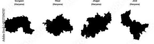 Gurgaon, Hisar, Jhajjar, Jind outline maps