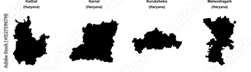 Kaithal, Karnal, Kurukshetra, Mahendragarh outline maps