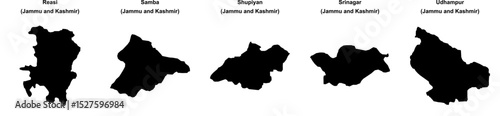 Reasi, Samba, Shupiyan, Srinagar, Udhampur outline maps