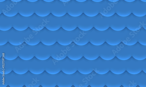 Seamless abstract wave pattern with layered paper cut style blue curves. Convex embossed waves. Modern ocean or sea background for summer design, fabric, wrapping paper, or wallpaper