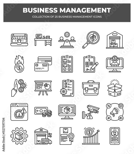 Collection of 25 Business Management Icons: Streamline Your Workflow