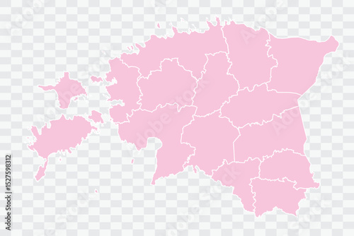 Estonia Map Blush Color on White Background quality files Png
