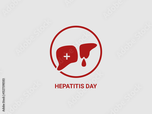 A red icon depicting a human liver with a medical cross inside and a drop of blood dripping from it