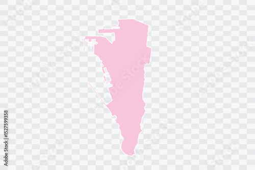 Gibraltar Map Blush Color on White Background quality files Png