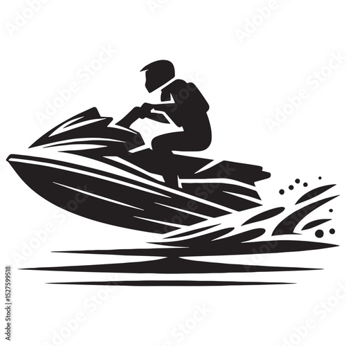 Streamlined Jet Ski silhouette for aquatic speed – Jet Ski illustration – Minimalist Jet Ski vector – Vehicle silhouette

