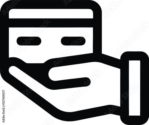 Credit Card in Hand Line Icon Safe Payment Method Banking and Financial Services