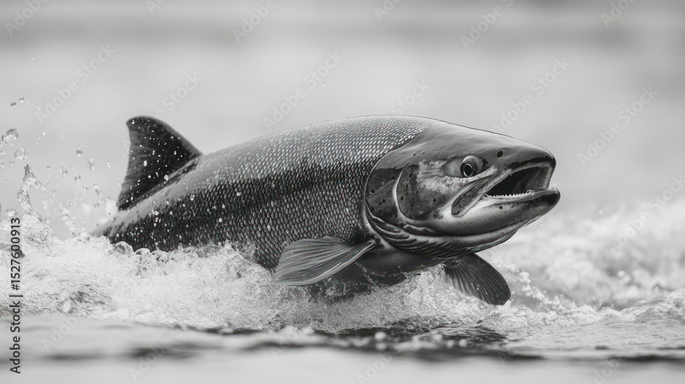Fototapeta premium Majestic salmon leaping (1)