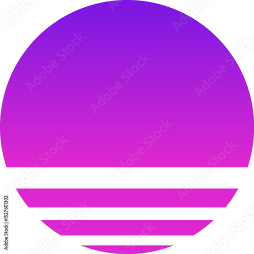 Neon abstract sun elements circle retro style