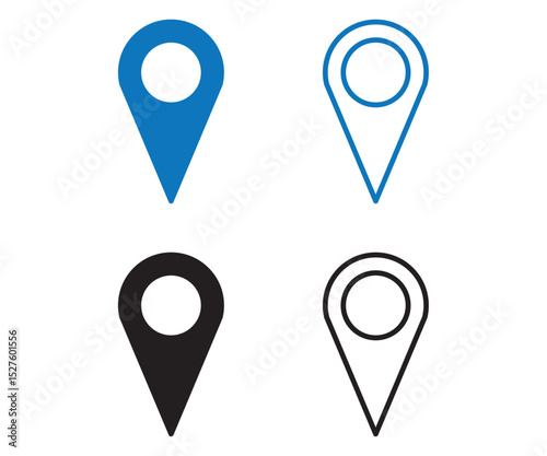 location Icons Set. location solid and line icon style. eps file. 