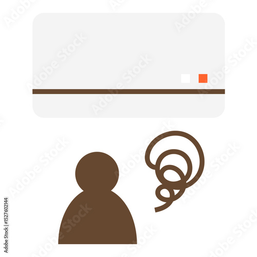 Air Conditioner Trouble Icon with Frustrated Person and Error Symbol