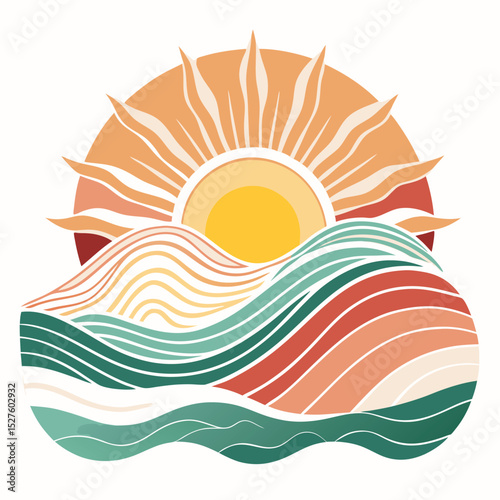 abstract-sun-rising-over-waves-pastel
