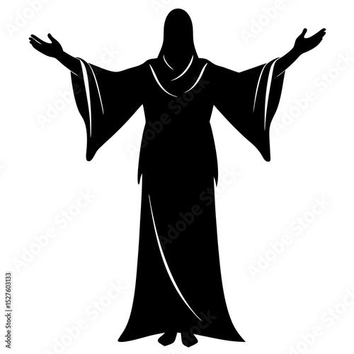 Silhouette of jesus christ with open arms