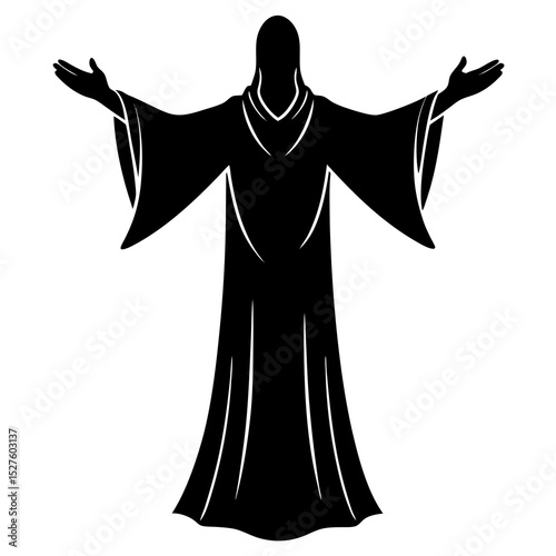 Silhouette of jesus christ with open arms