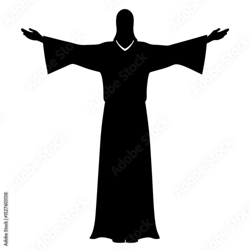 Silhouette of jesus christ with open arms