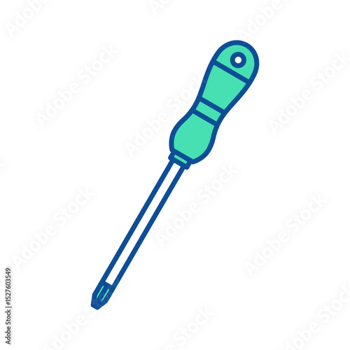 Cross head screwdriver icon. Construction tool. Color vector instrument illustration