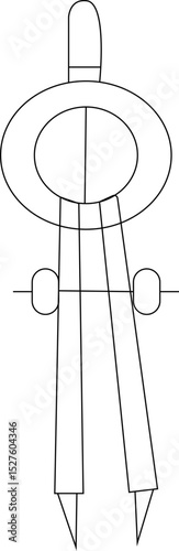 Technical Drawing Compass Line Art for Geometry, Engineering, Architecture, Precision Measurement and Design Education Tools