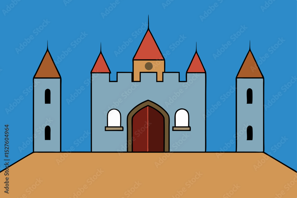 Naklejka premium Majestic Medieval Castle Illustration A Fortress of History and Fairytales
