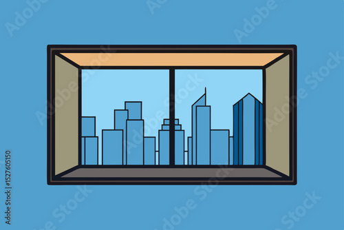 Cityscape View from a Window A Minimalist Illustration
