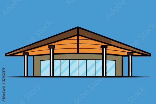 Modern Building Design Architectural Illustration of a Sleek Pavilion Structure