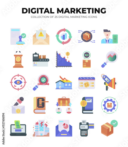 Collection of 25 Digital Marketing Icons for Business