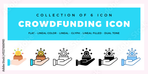 Pack of 6 Vector crowdfunding icon