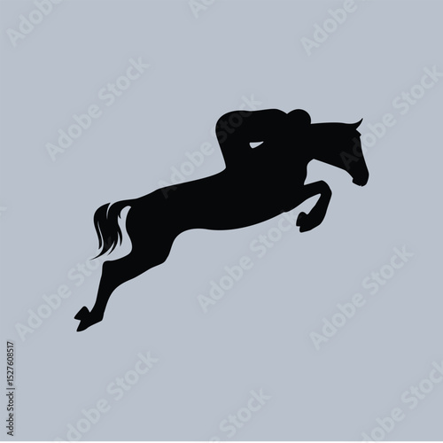 Horse Racing Rider Jockey Posed Simple Silhouette Vector