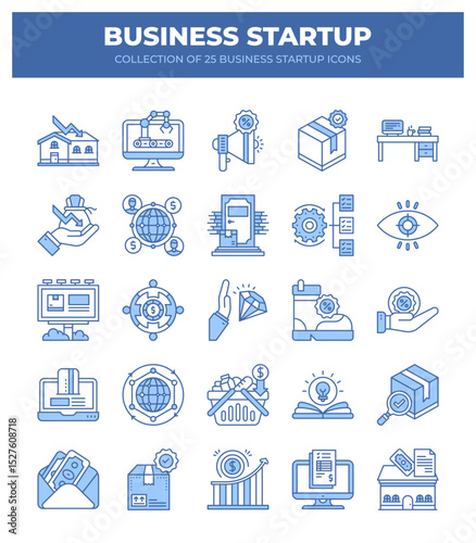 Business Startup Icons. A Collection of 25 Essential Icons for Your Business