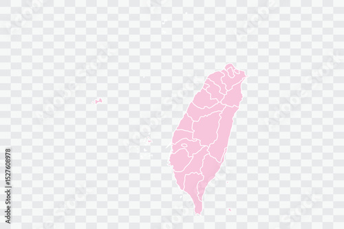 Taiwan Map Blush Color on White Background quality files Png