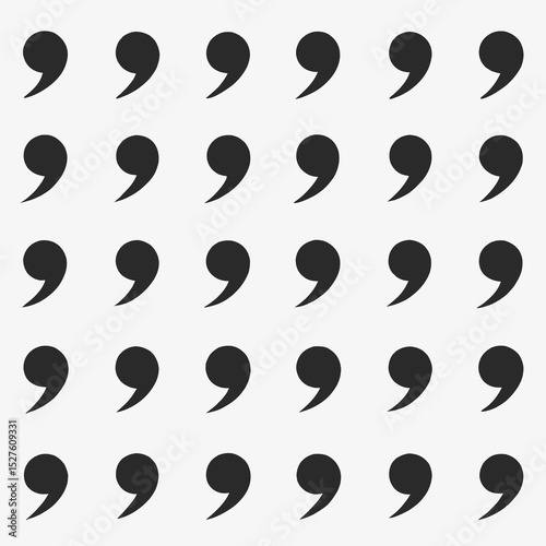 Repeating pattern of black commas on white background