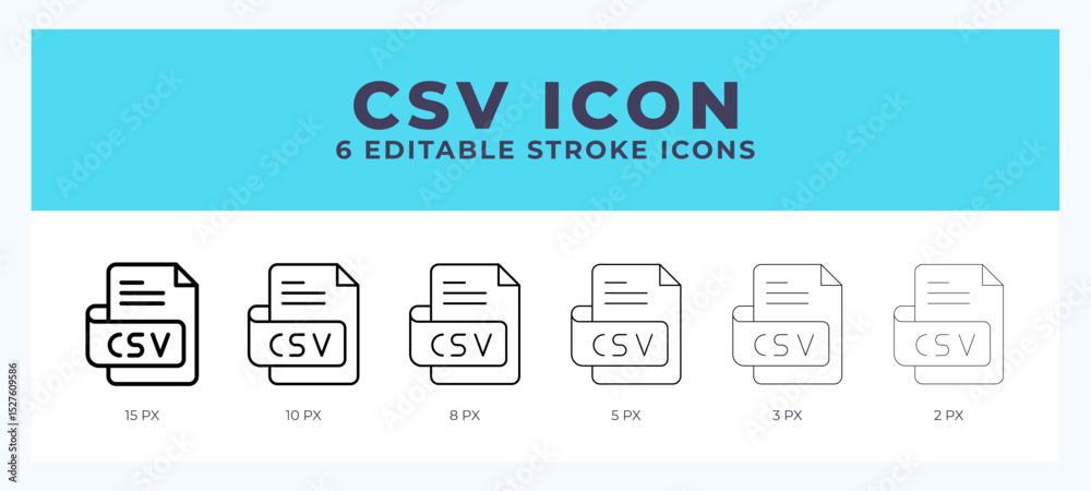 Csv file icon illustration vector with editable stroke.