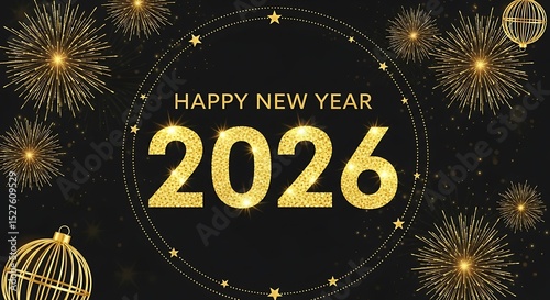 Elegant gold glitter happy new year 2026 festive celebration