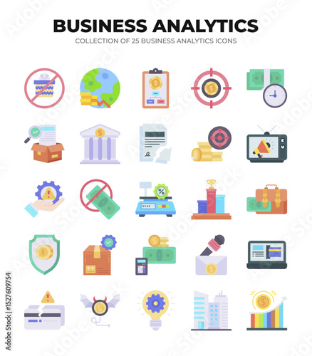 Collection of Business Analytics Icons. Data. Finance. and Marketing Insights