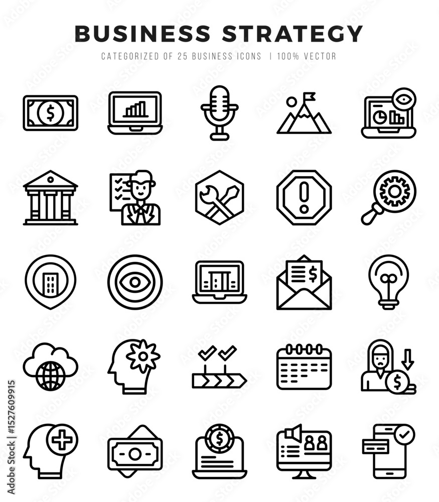 Fototapeta premium Business Strategy Icons Pack. Lineal icons set. Lineal icon collection set.