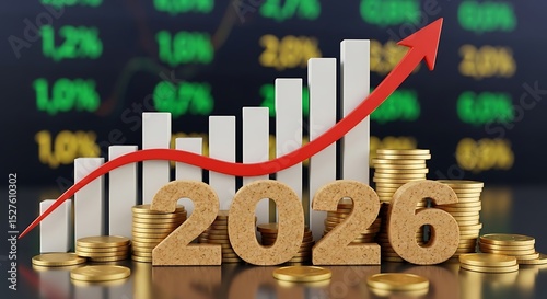Financial growth forecast for 2026 with rising arrow and chart