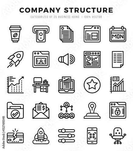 Company Structure Icon Pack 25 Vector Symbols for Web Design.