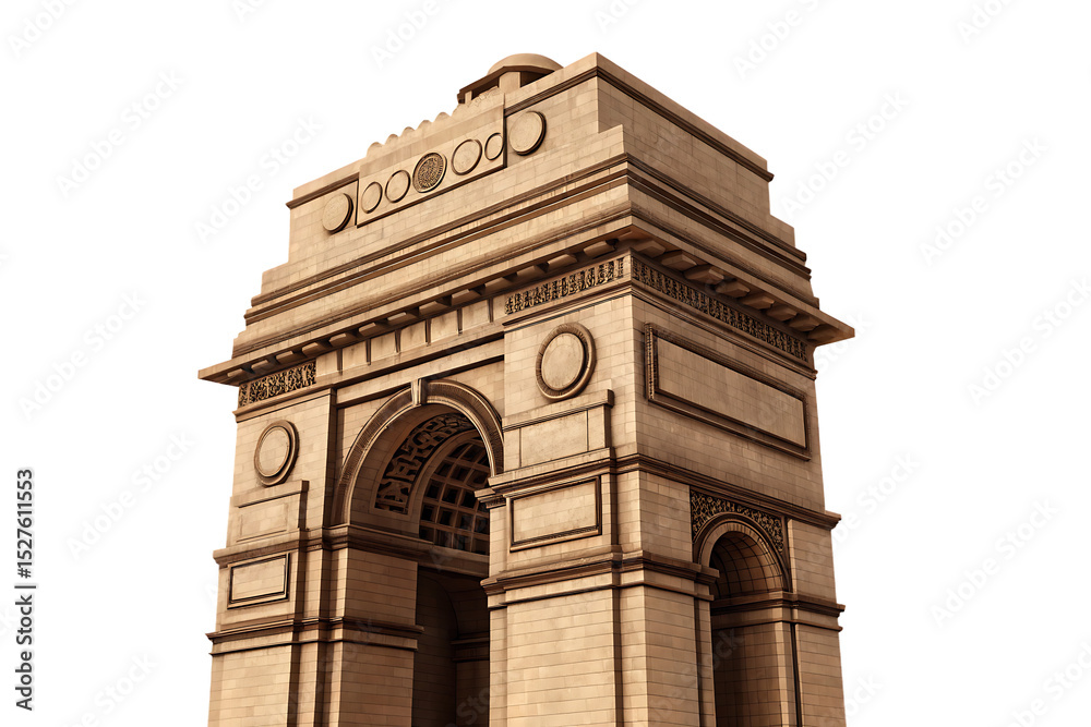 Fototapeta premium India gate architectural landmark isolated on a white background