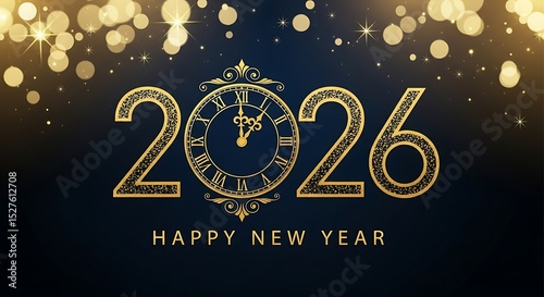 Elegant 2026 happy new year gold and black background