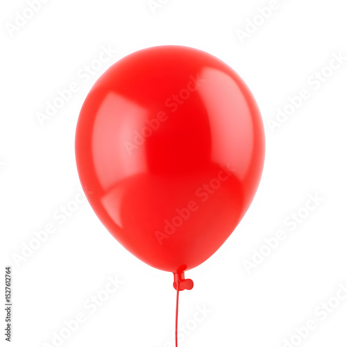 Glossy Red Balloon with Reflective Surface, Sculpted Textured Layers, Smooth Finish, Vibrant Shine, Transparent Background PNG, High-Detail Celebration Clipart

