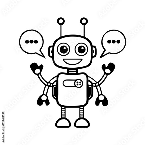 funny cartoon android with speech bubble