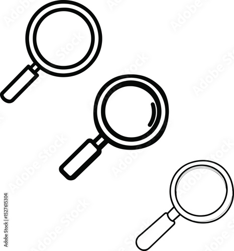 High quality photo of set of magnifying glass on white background.