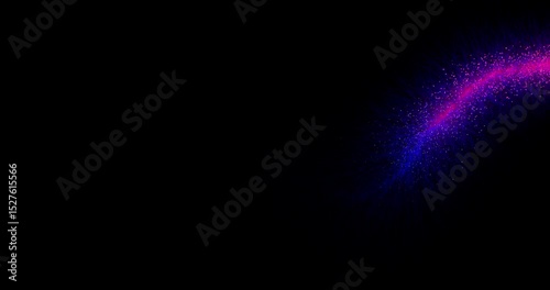 Magic Particle Trail in 4K. Shining Glitter Flicking Trail for Awards, Anniversary, New Year, Christmas, and Festival.Glowing wavy glitter trail particle.Glitter Particle Moving On Black Background.