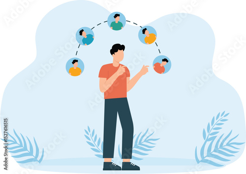 Characters looking for great deals, get bonuses and cashback. Discount customer service, online shopping and earn points, loyalty program and refer friends.
