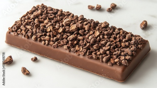 Rich chocolate bar with chopped cocoa nibs